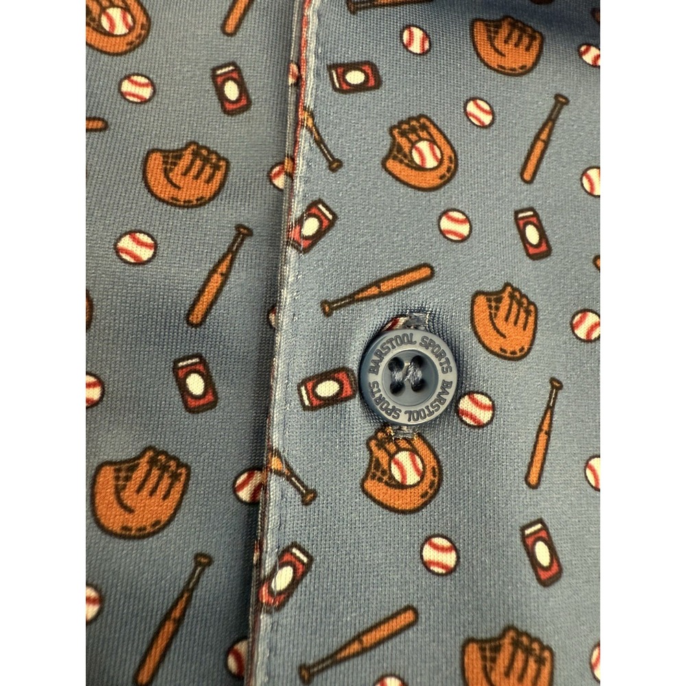 Barstool Sports Polo Shirt Mens XL Blue Baseball Performance Stretch - Picture 8 of 9